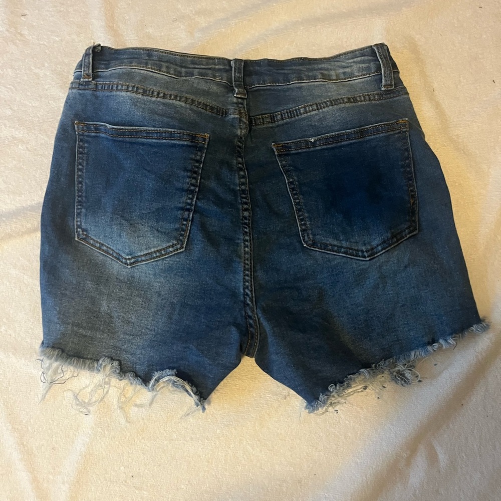 SWANK Dark Blue Jean Shorts with Frayed Hem